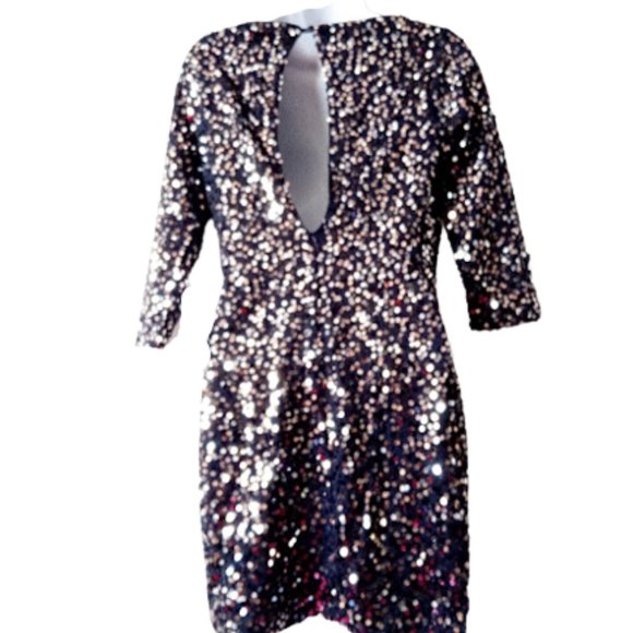 Black Sequined Sequins Dress Medium NEW NWT - Picture 3 of 6